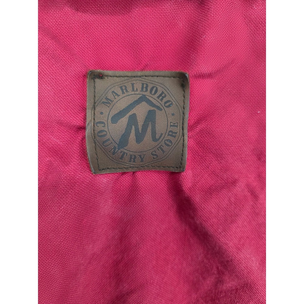 Vintage Marlboro Country Store Red Canvas Barn Jacket Leather Collar Mens XL - Picture 5 of 6